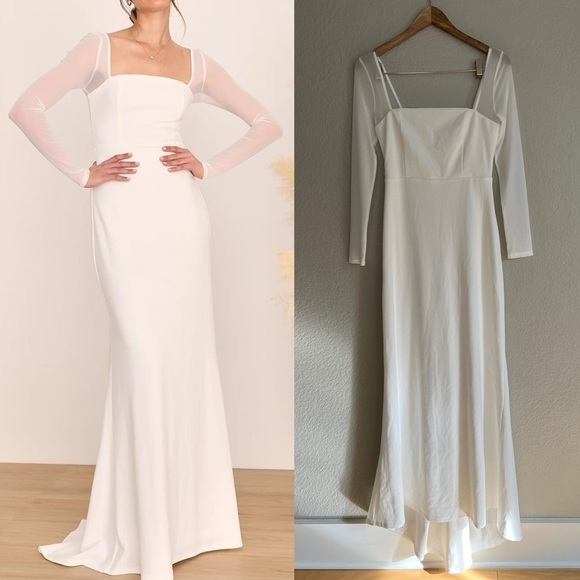 Lovingly Yours White Mesh Long Sleeve Maxi Dress - Picture 2 of 9
